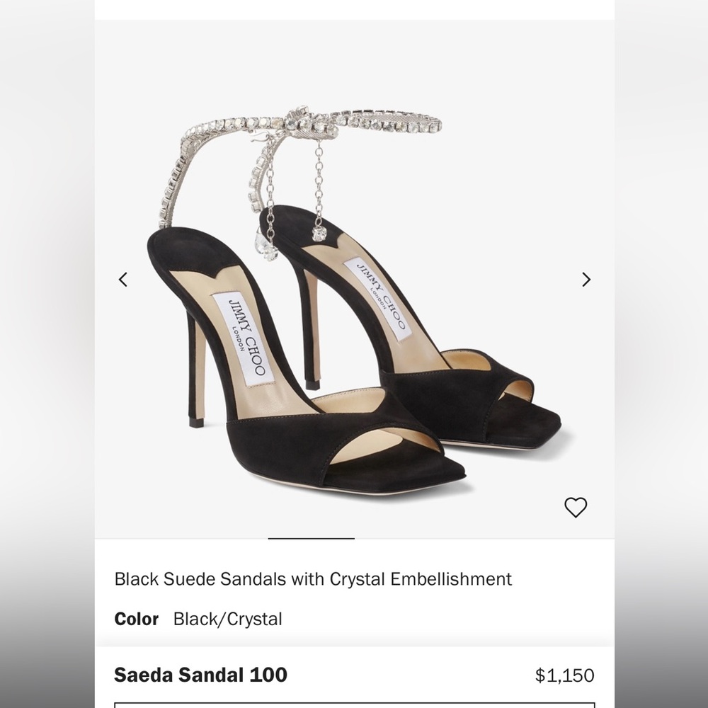 COPY - Jimmy Choo Black Saeda Suede Sandals with Crystal Embellishment